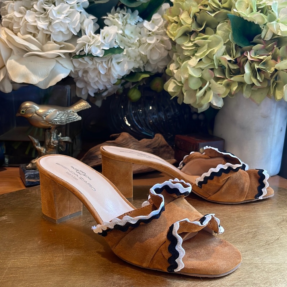 Brenda Zaro Suede Ruffle Heeled Sandals | Worn Once!